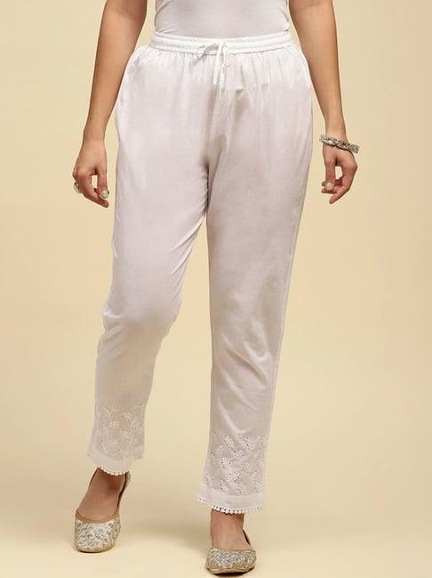 house of chikankari white cotton embroidered pants