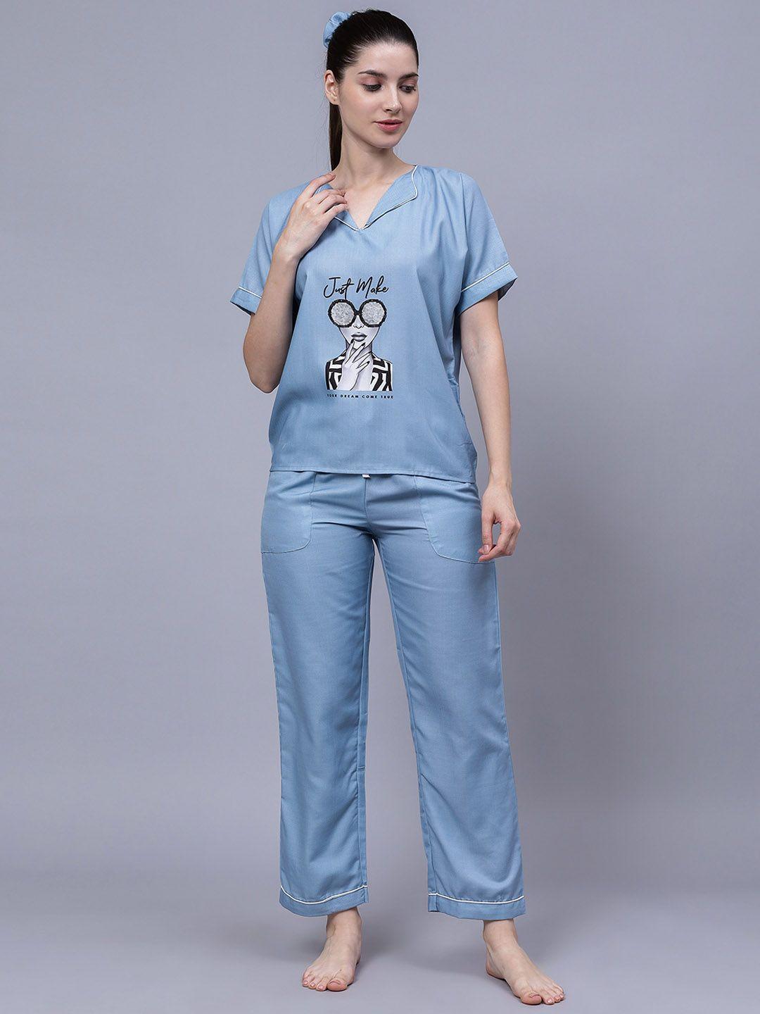 house of comfort women graphic printed night suit