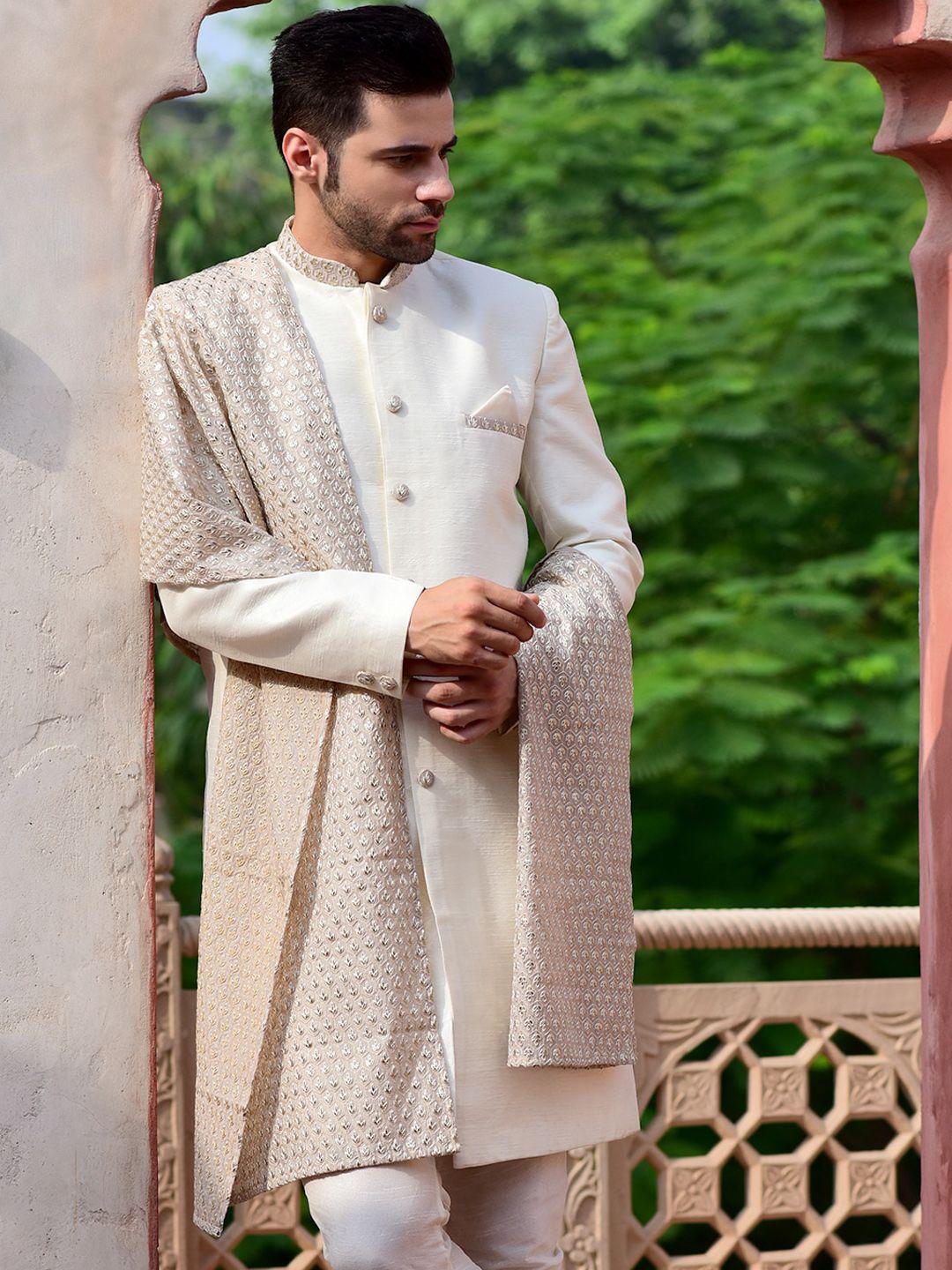 house of deyann embroidered dupatta sherwani set