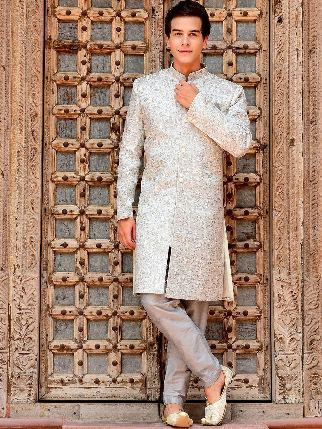 house of deyann embroidered sherwani set