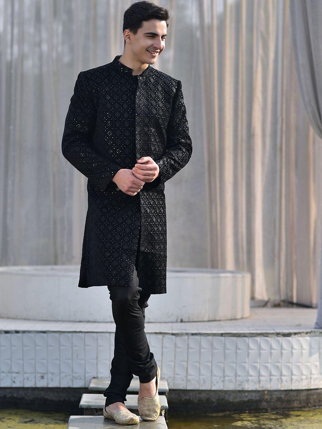 house of deyann embroidered sherwani with churidar