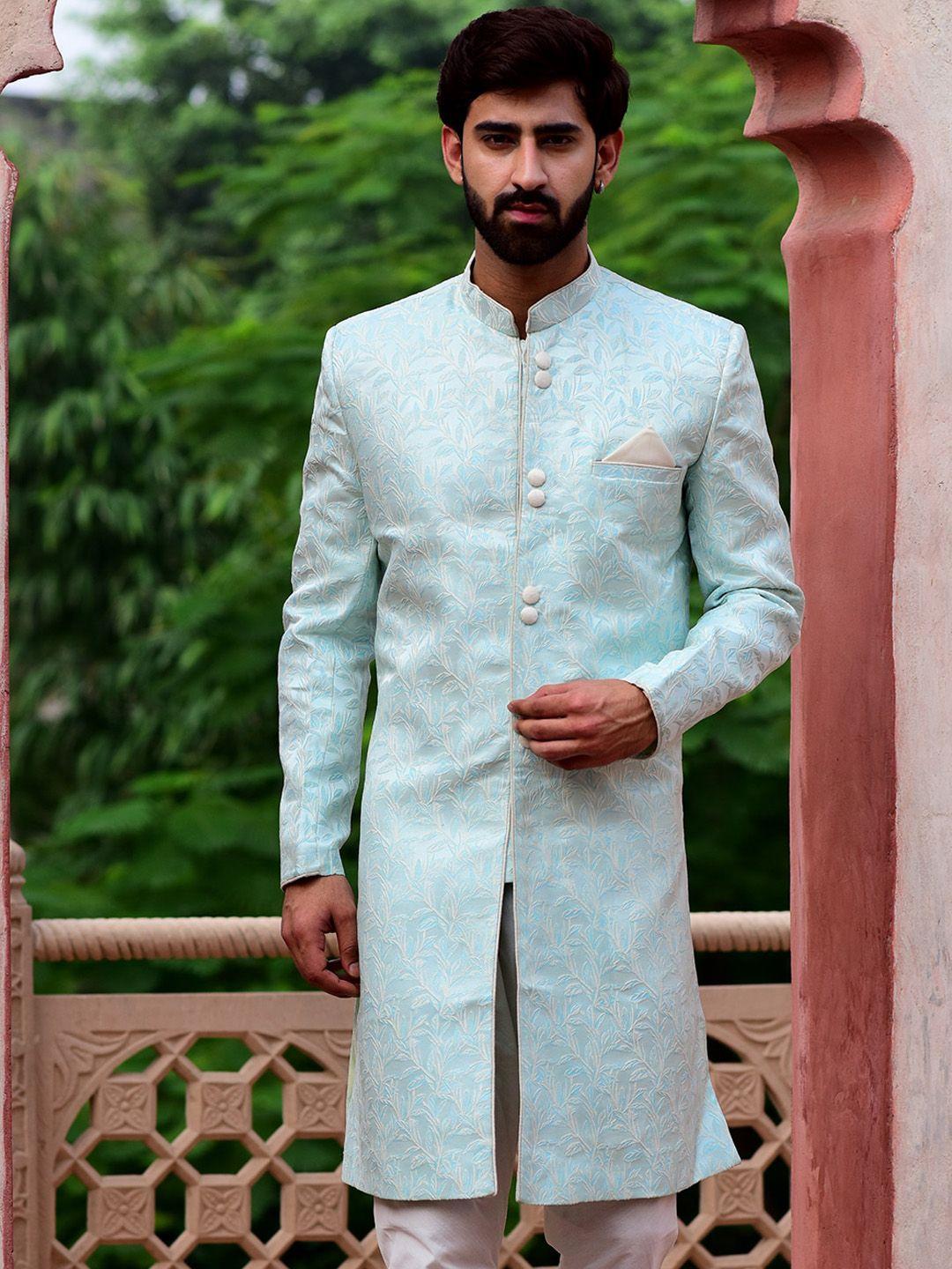 house of deyann self-design sherwani with churidar