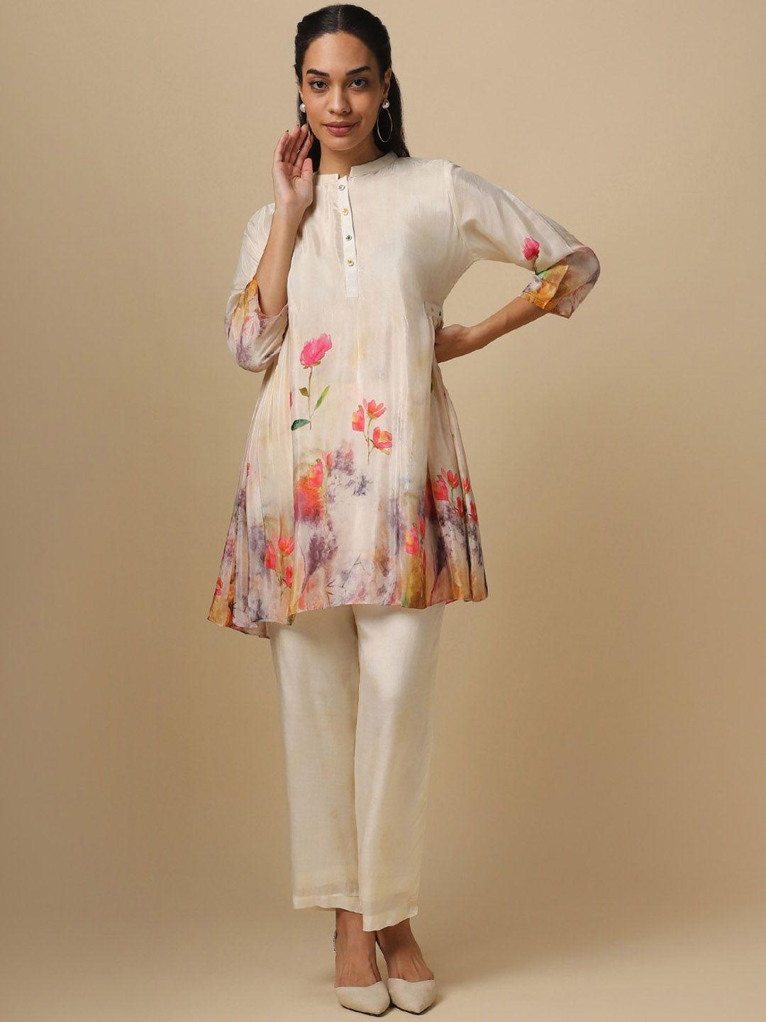 house of dharaa floral printed regular kurta with trousers