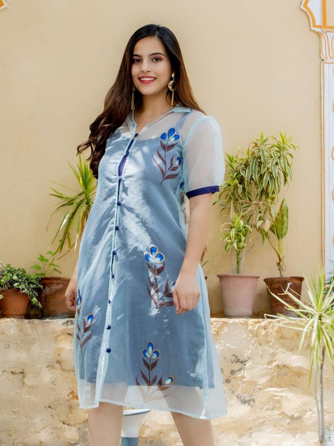 house of jamoti blue floral shirt dress