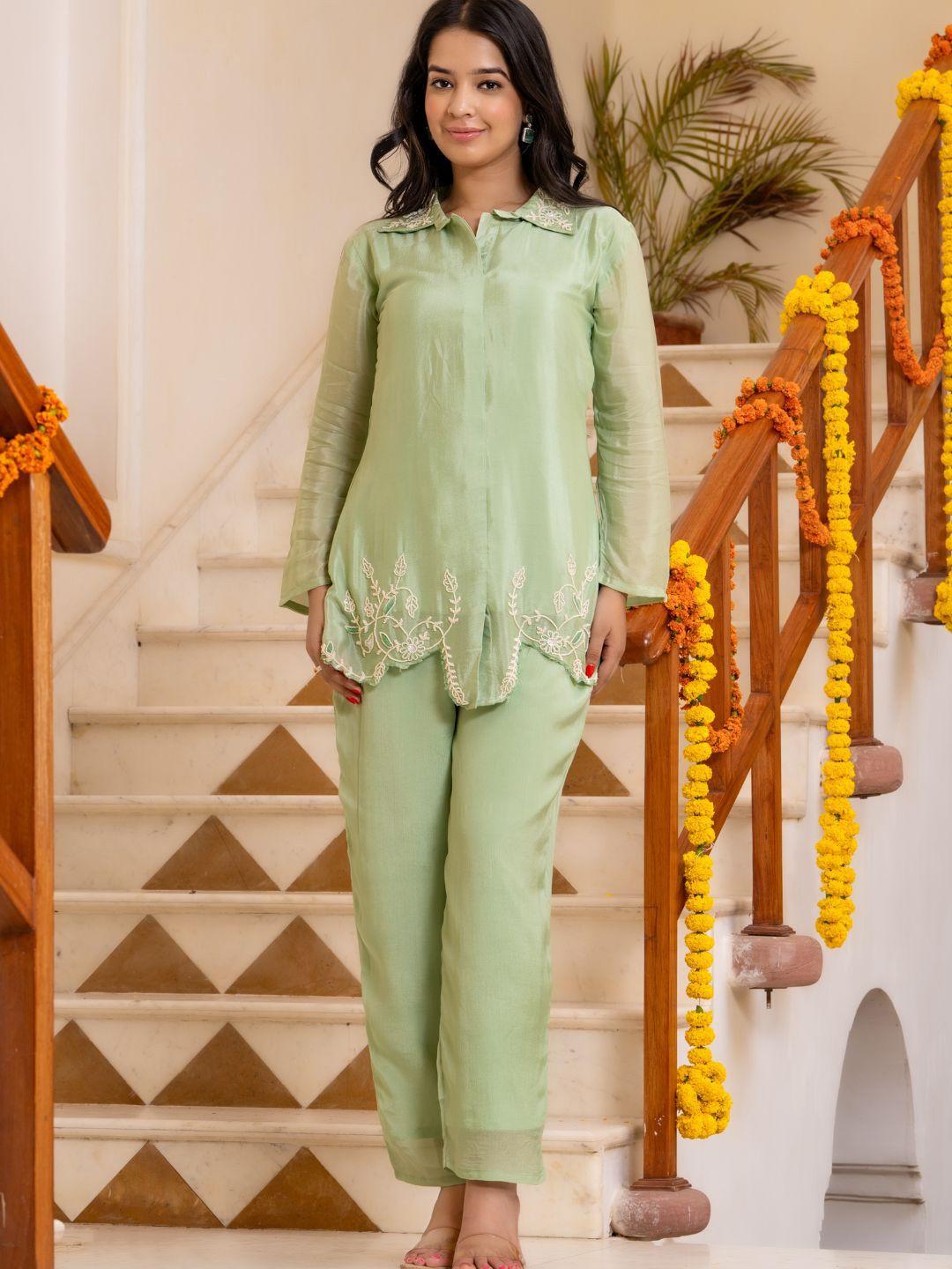 house of jamoti floral embroidered tunic with trouser