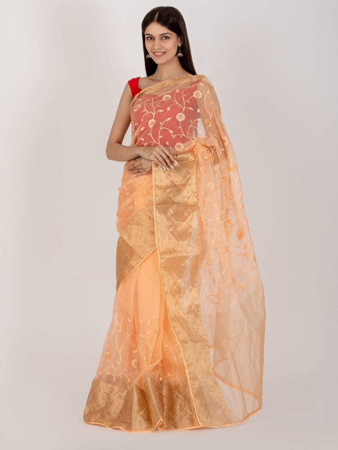 house of jamoti floral zari organza saree