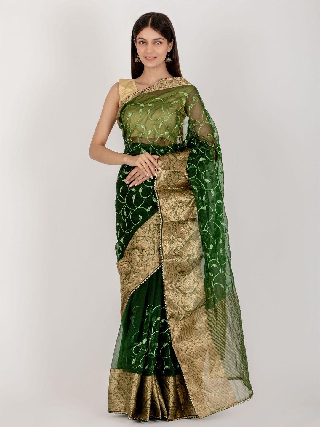 house of jamoti floral zari organza saree