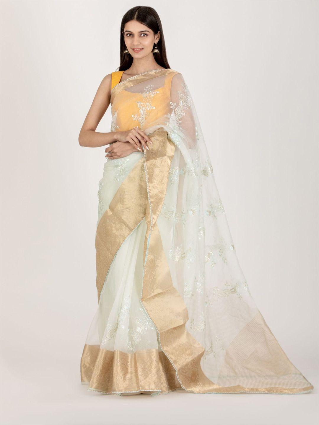 house of jamoti floral zari organza saree