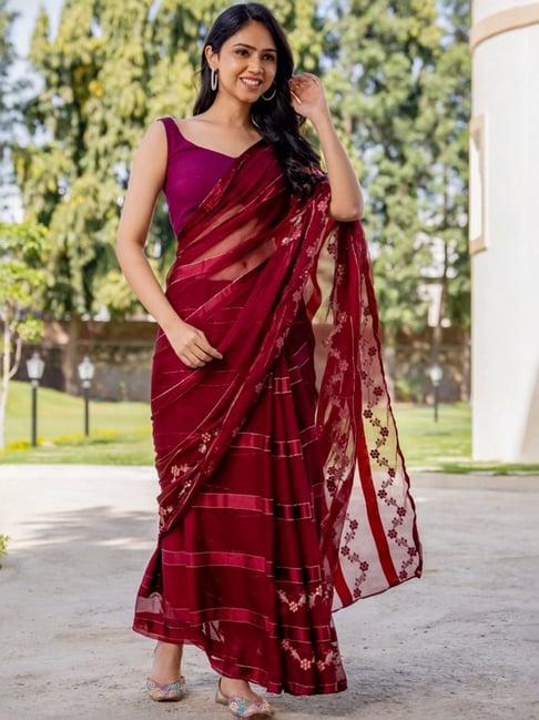 house of jamoti maroon embellished saree