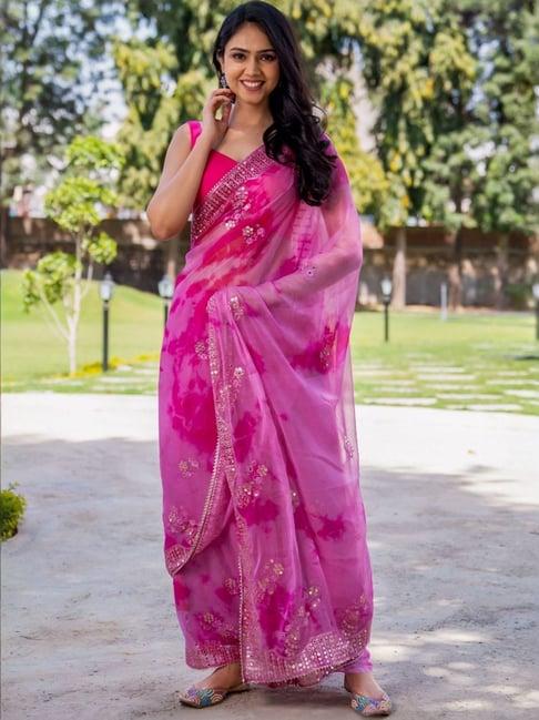 house of jamoti pink printed saree