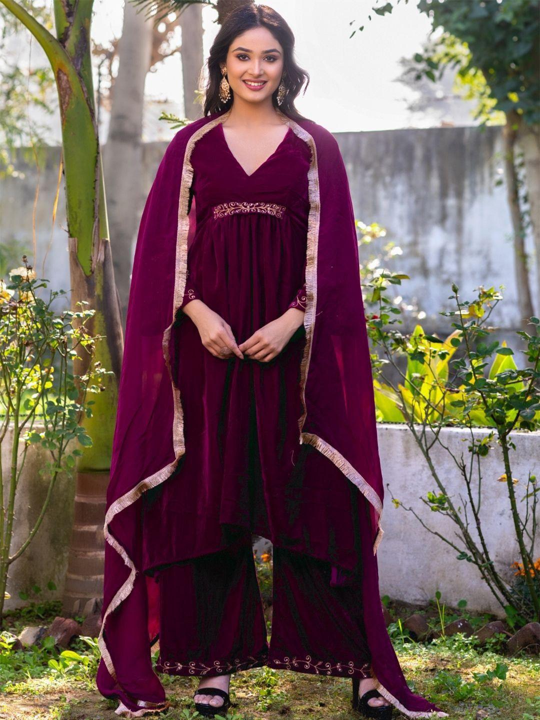 house of jamoti women burgundy velvet organza