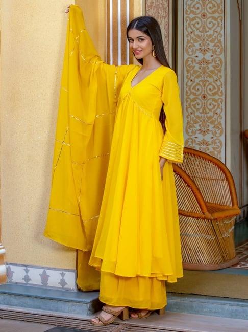 house of jamoti yellow kurta palazzo set with dupatta