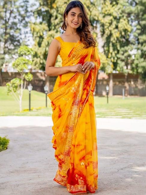 house of jamoti yellow printed saree