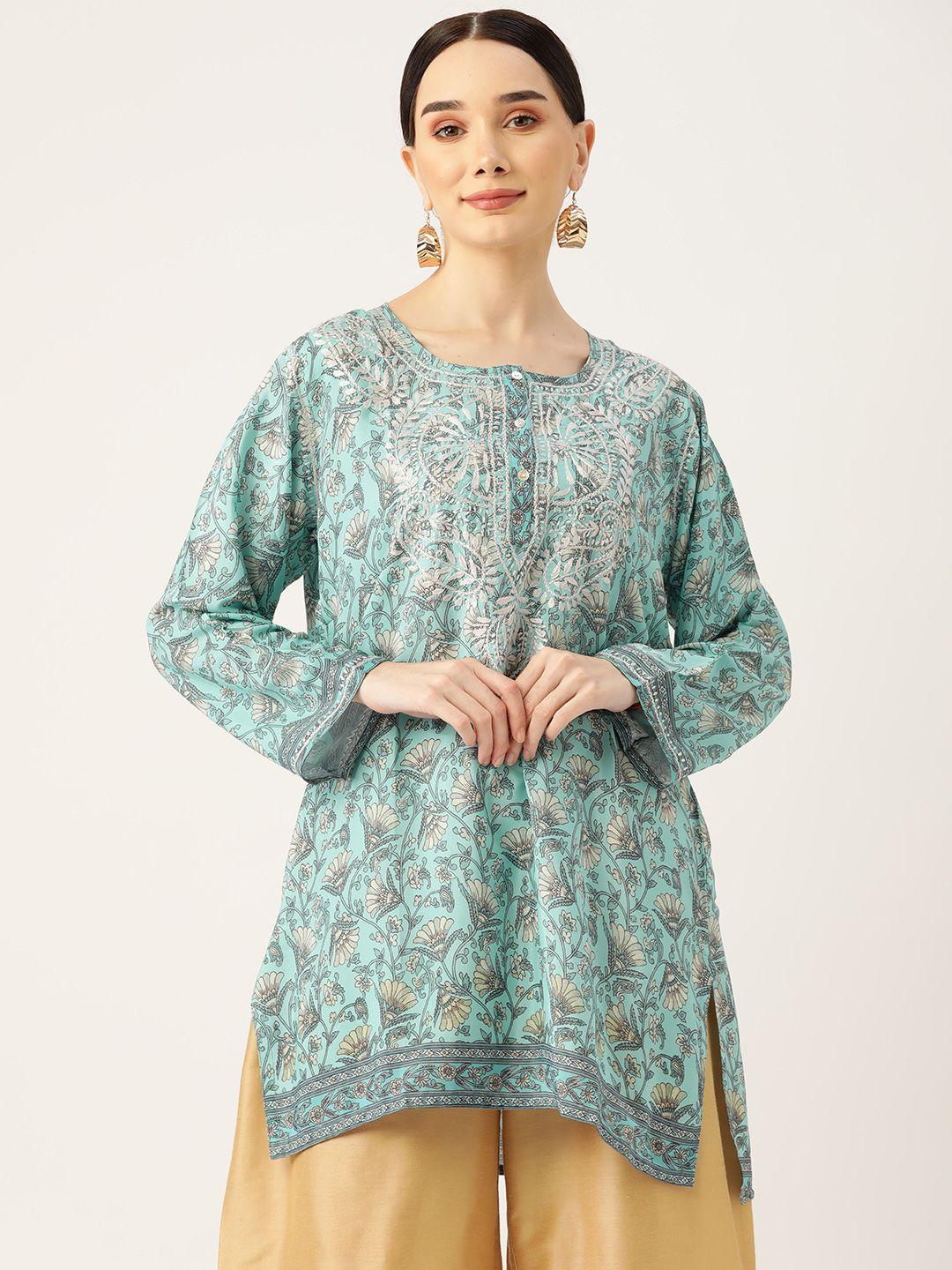 house of kari blue chikankari embroidered tunic