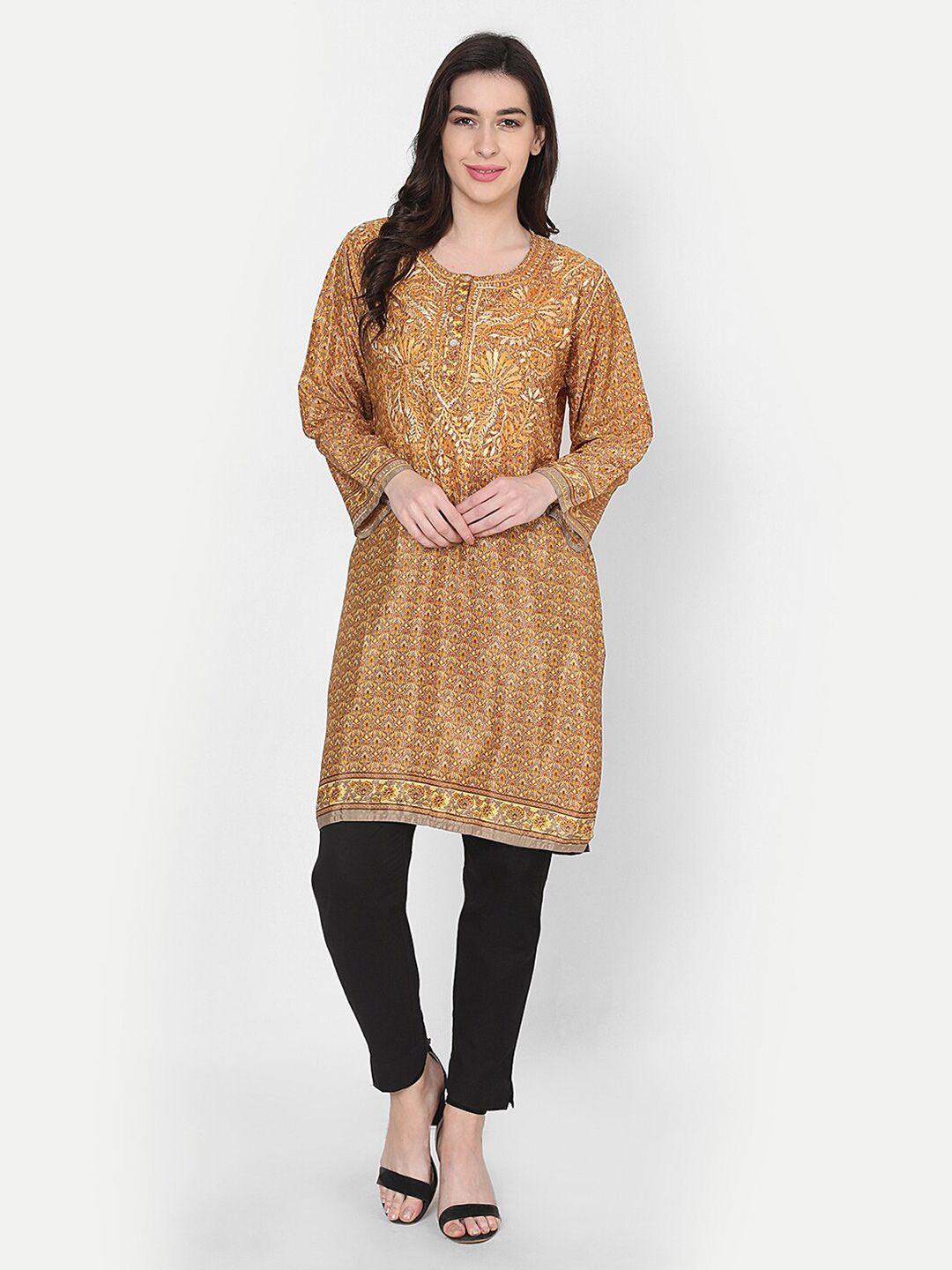 house of kari ethnic motif printed thread work a-line tunic