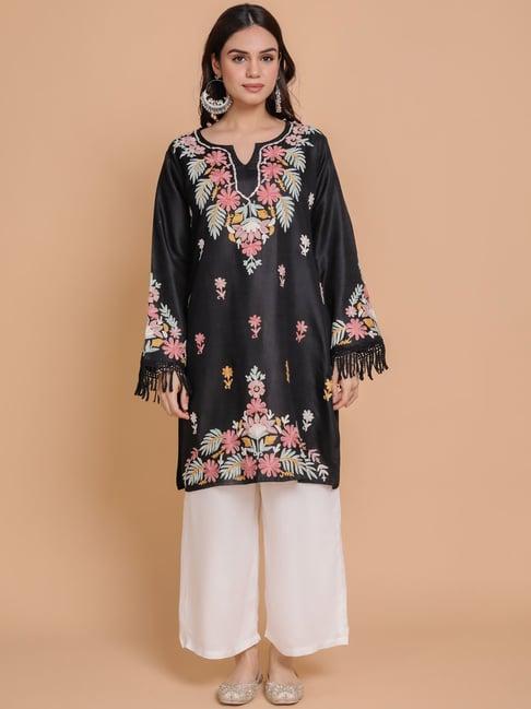 house of kari falak kashmiri short kurta  black