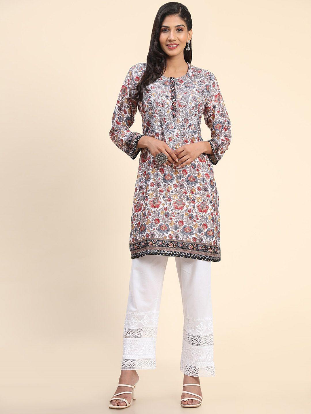 house of kari floral printed cotton straight kurta