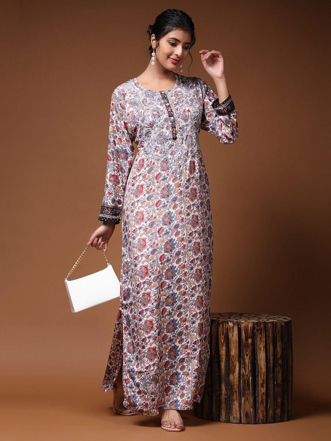house of kari floral printed embroidered a-line maxi dress