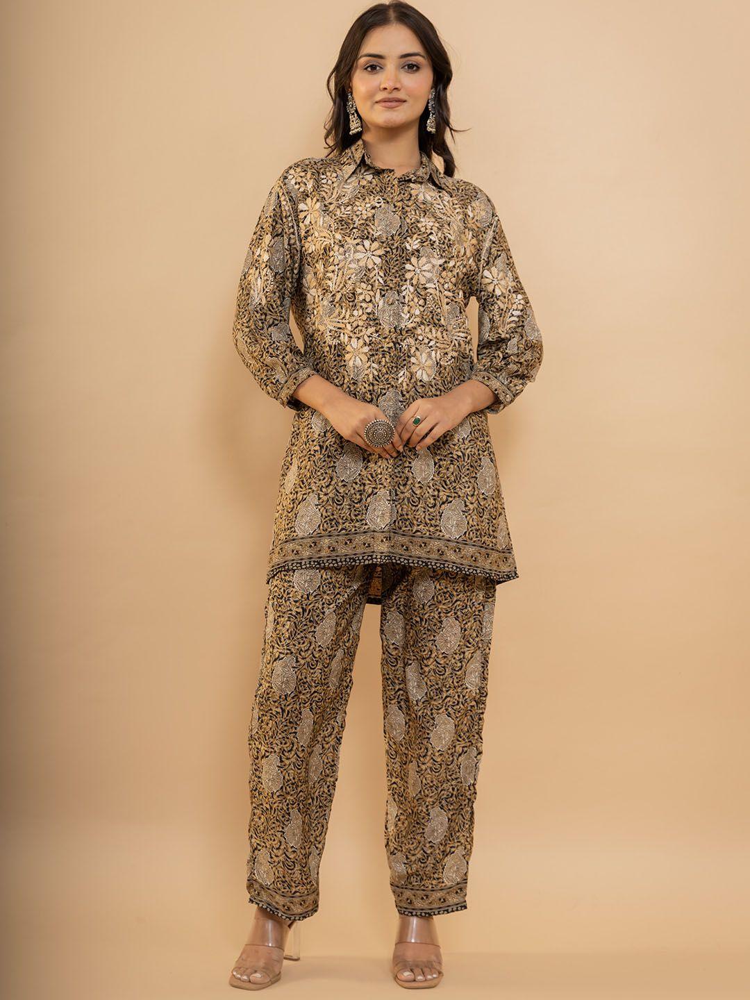 house of kari floral printed pure silk kurta with trouser