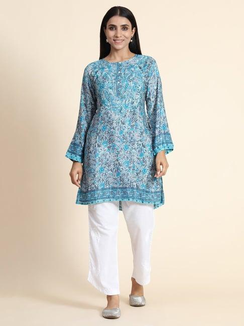 house of kari hok chinakari long tunic for women blue