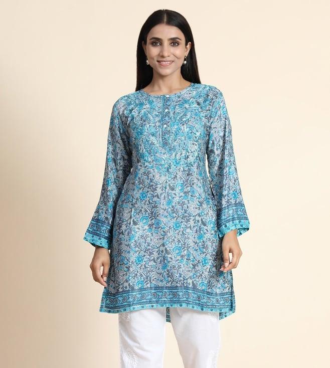 house of kari hok chinakari long tunic for women blue