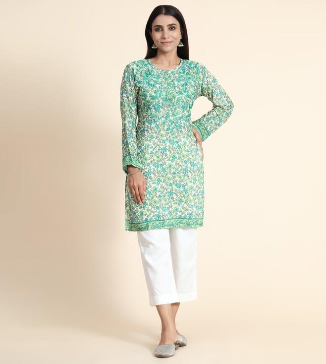 house of kari hok chinakari long tunic for women green