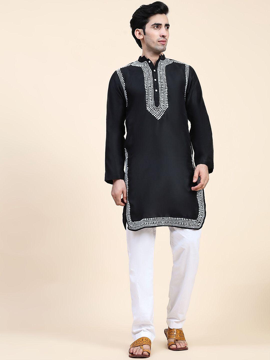 house of kari mandarin collar chikankari pure cotton kurta