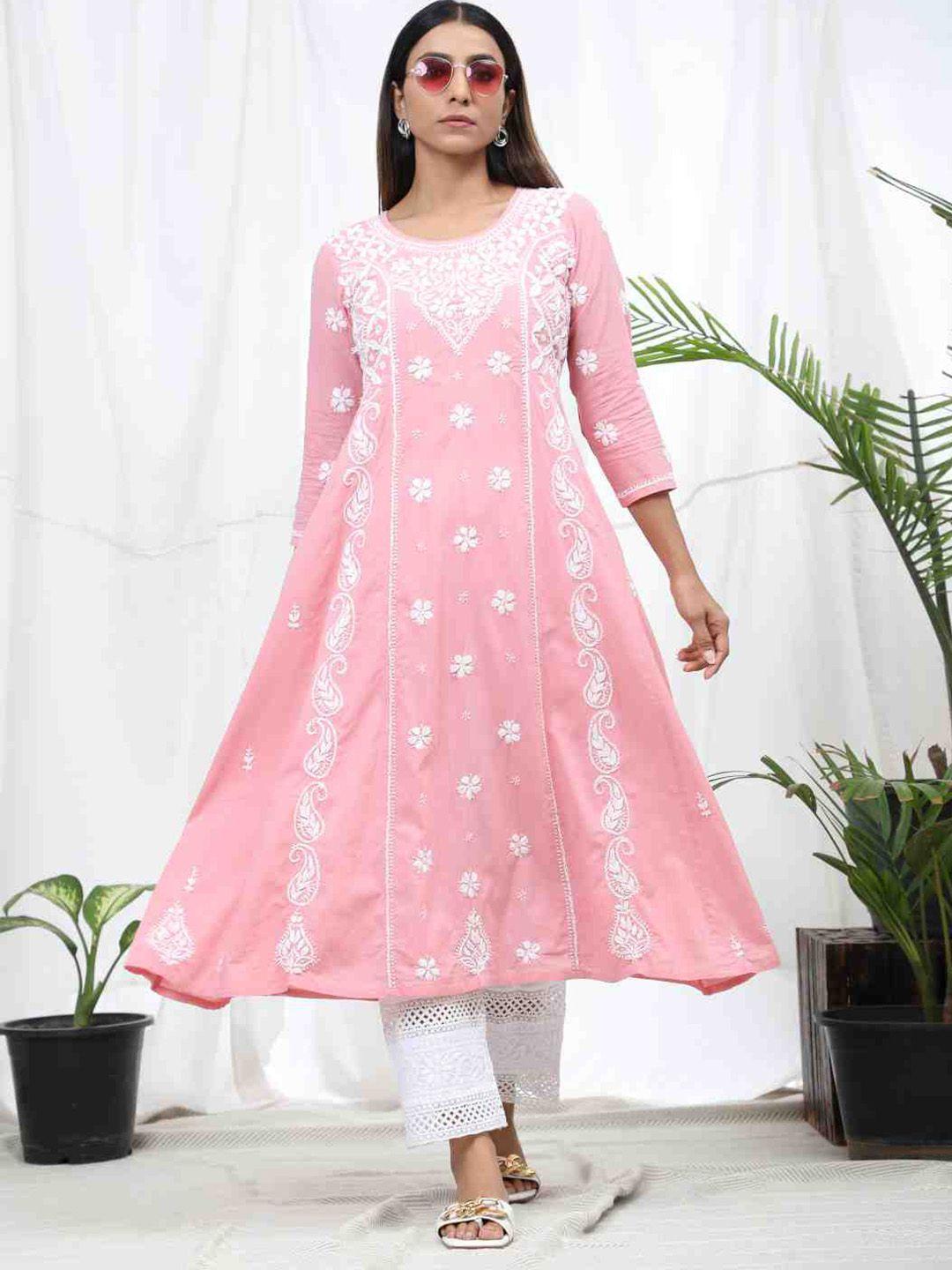 house of kari paisley embroidered a-line cotton kurta