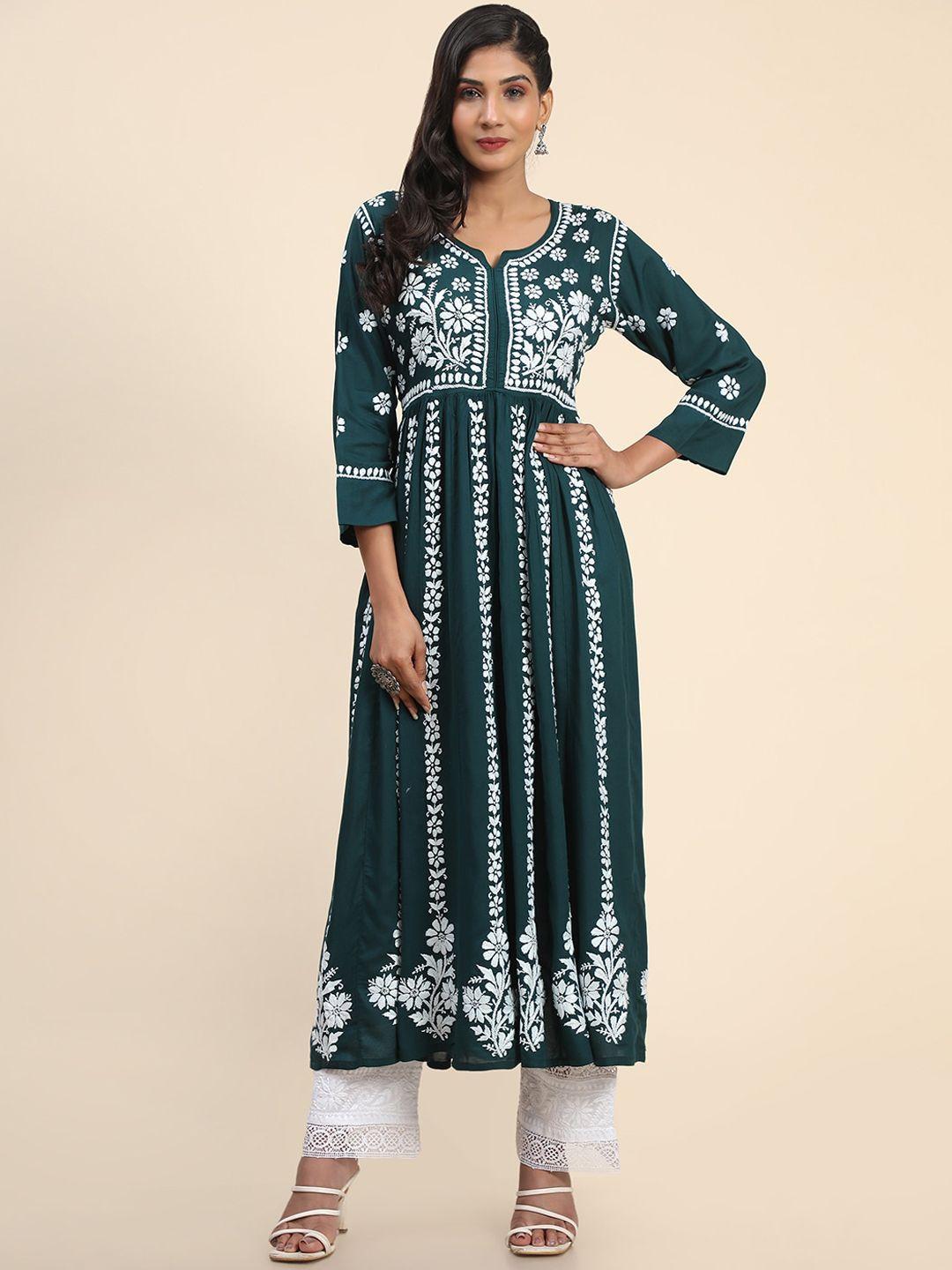 house of kari women cotton embroidered anarkali kurta