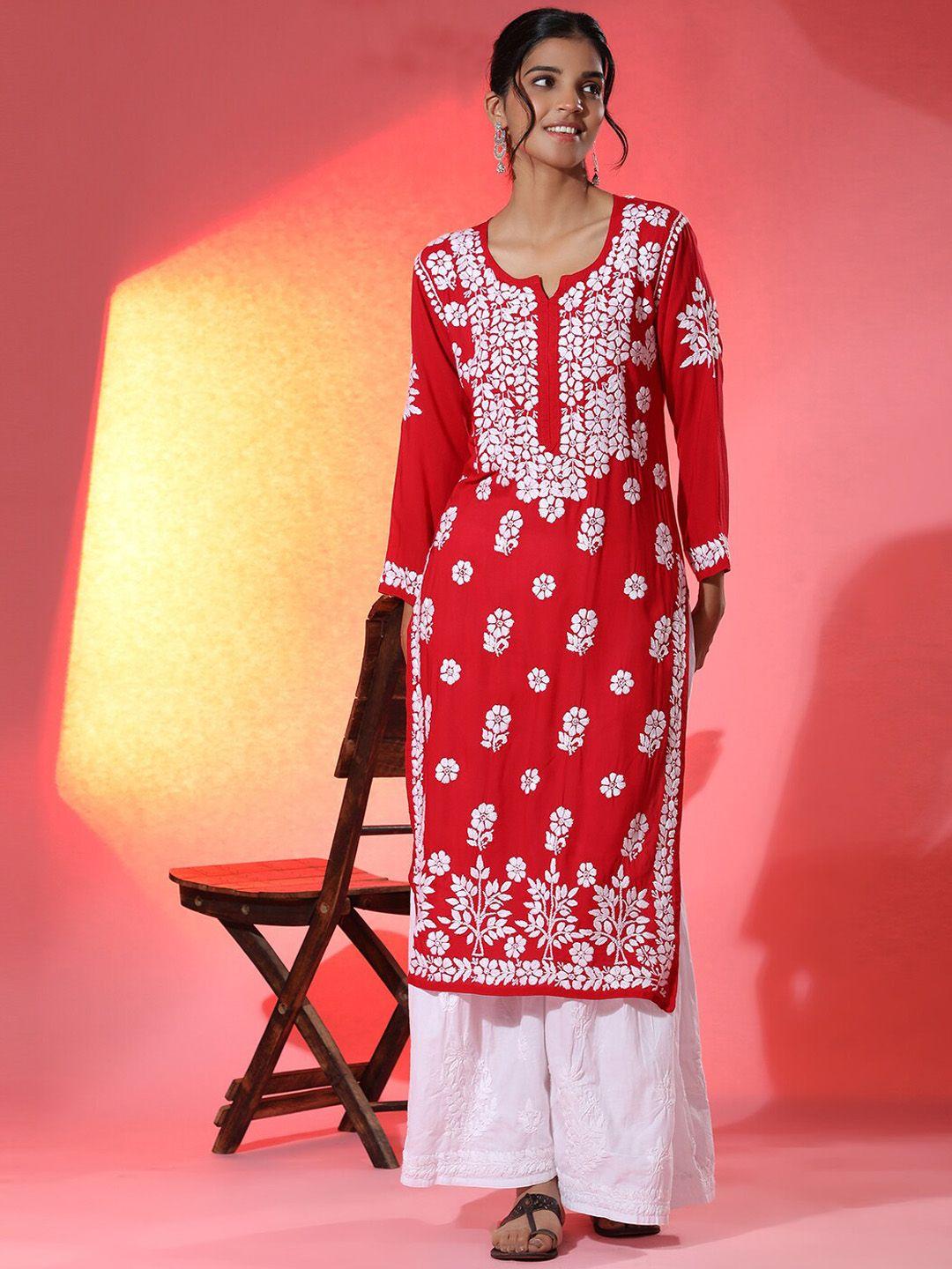 house of kari women embroidered chikankari cotton kurta