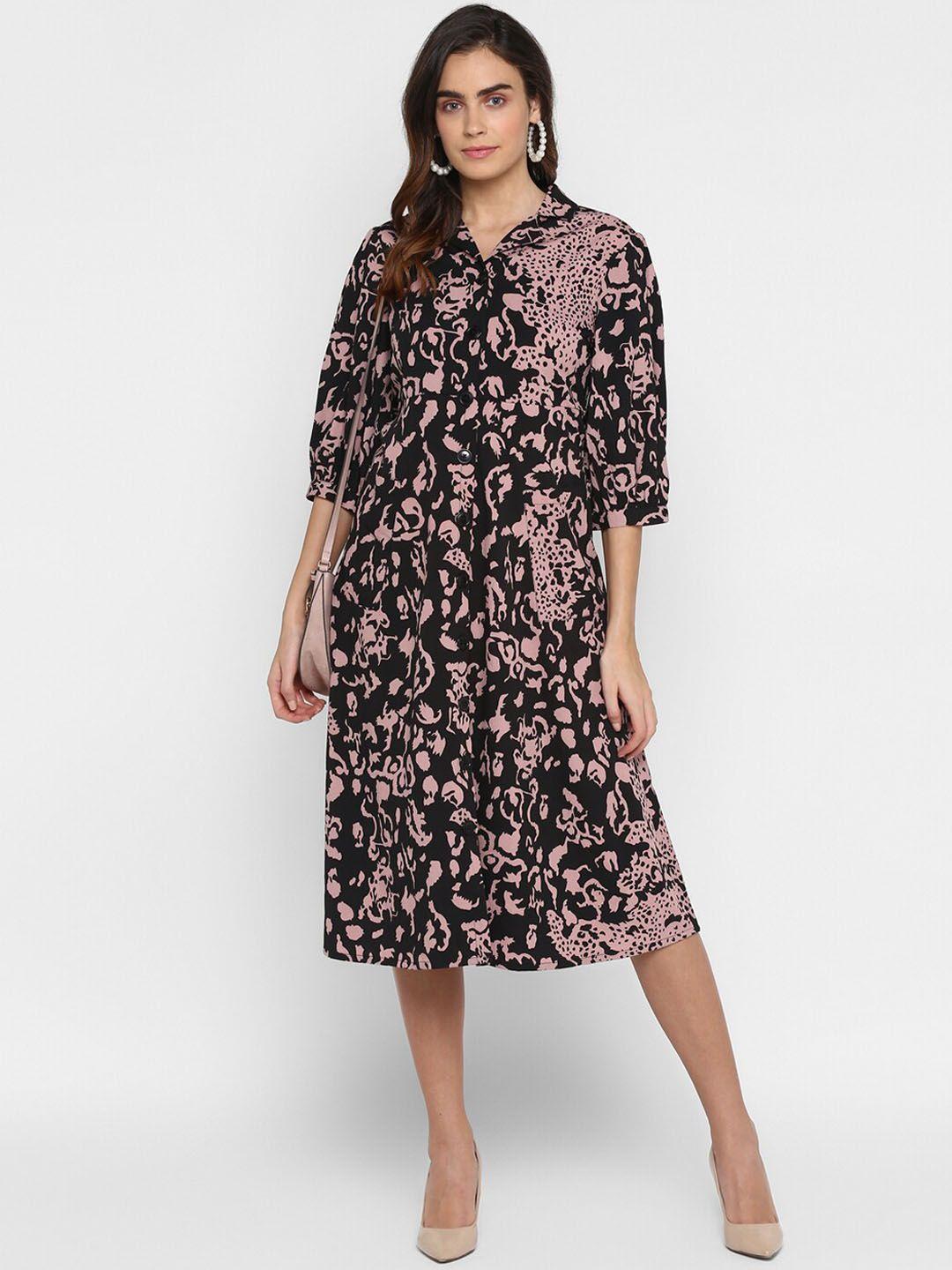 house of kkarma women black printed shirt dress