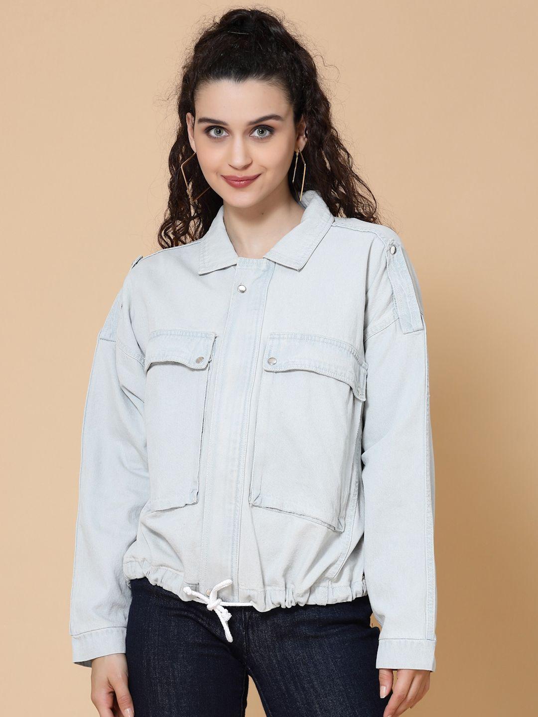 house of kkarma women blue denim jacket