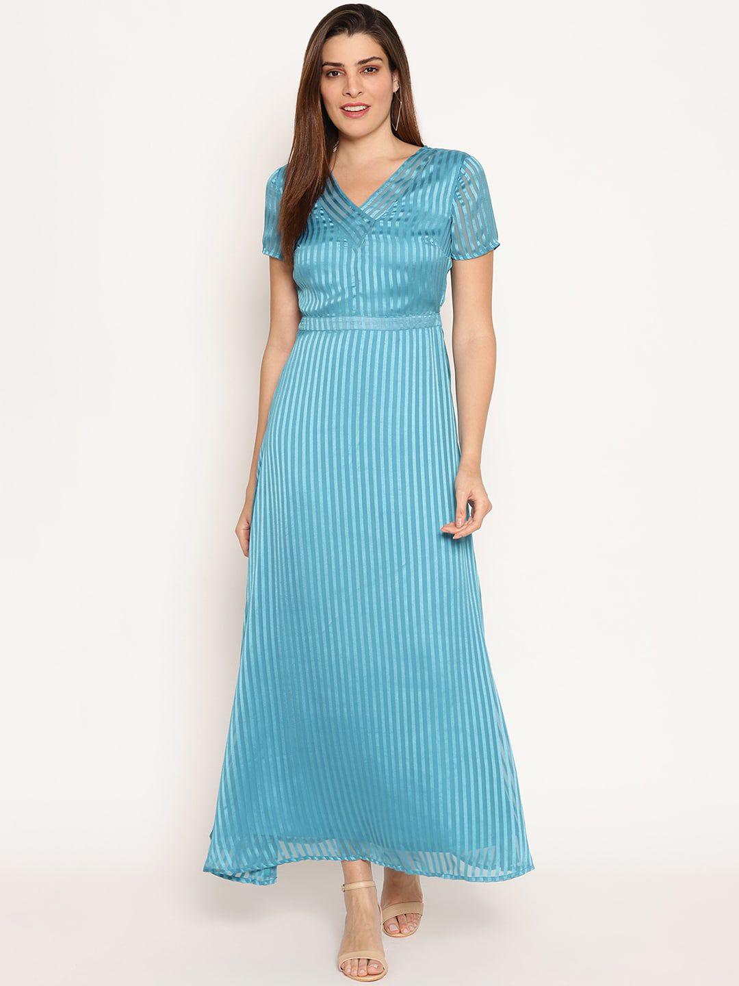 house of kkarma women blue striped maxi dress