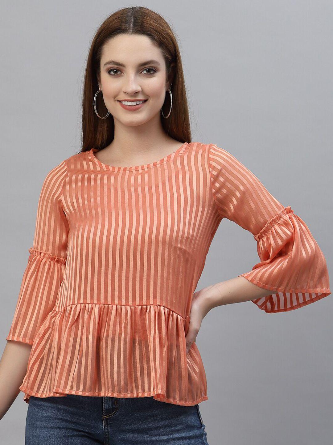 house of kkarma women coral striped top