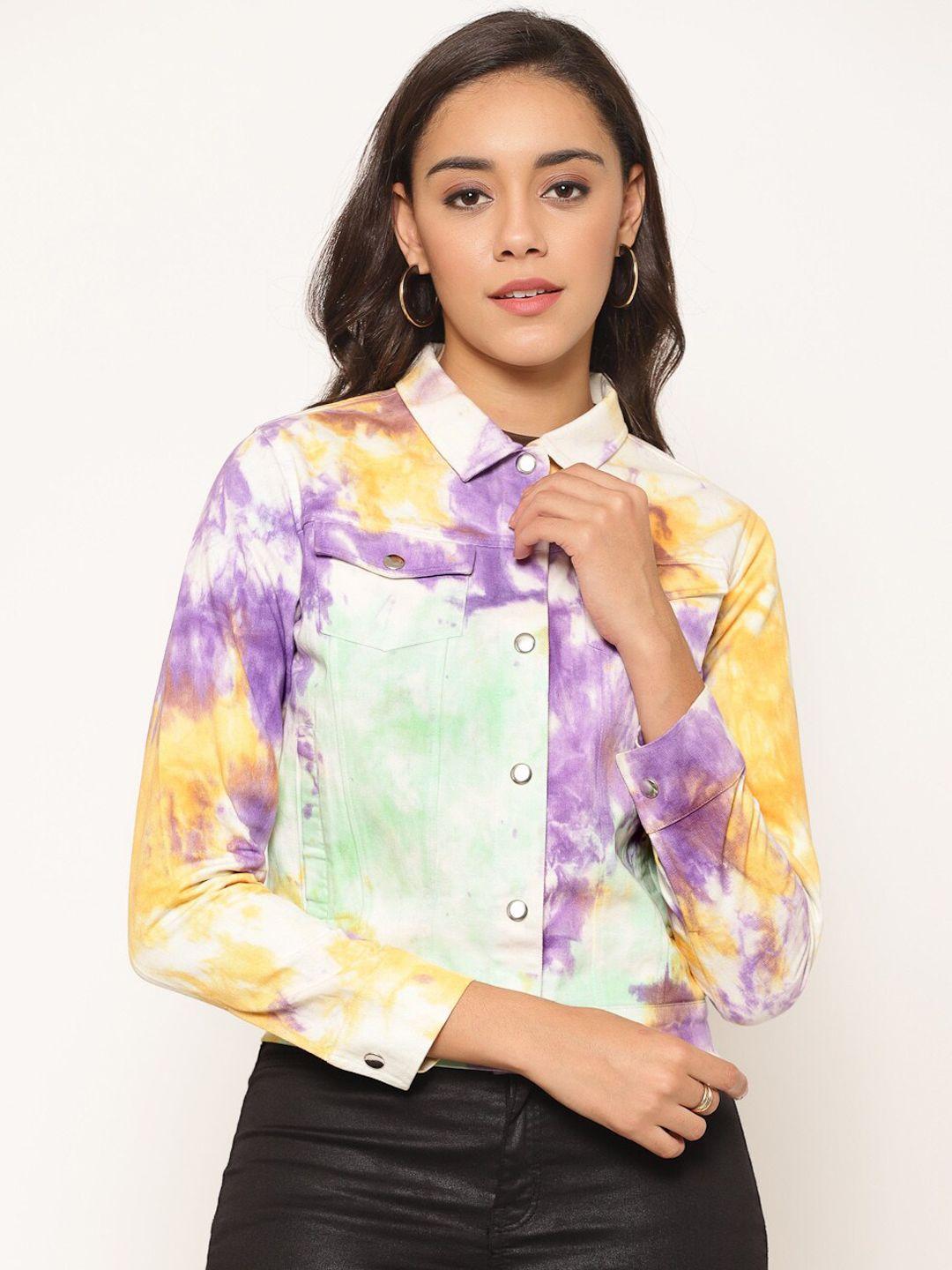 house of kkarma women multicoloured tie & dye twill tailored jacket