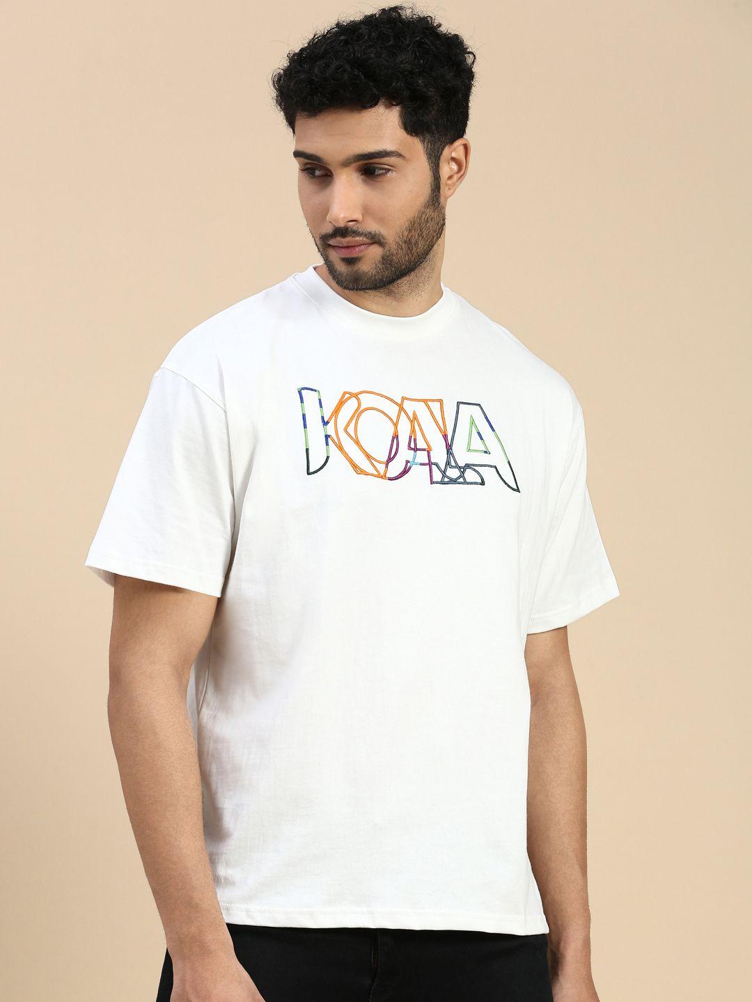 house of koala brand logo embroidered drop shoulder sleeves oversized cotton t-shirt