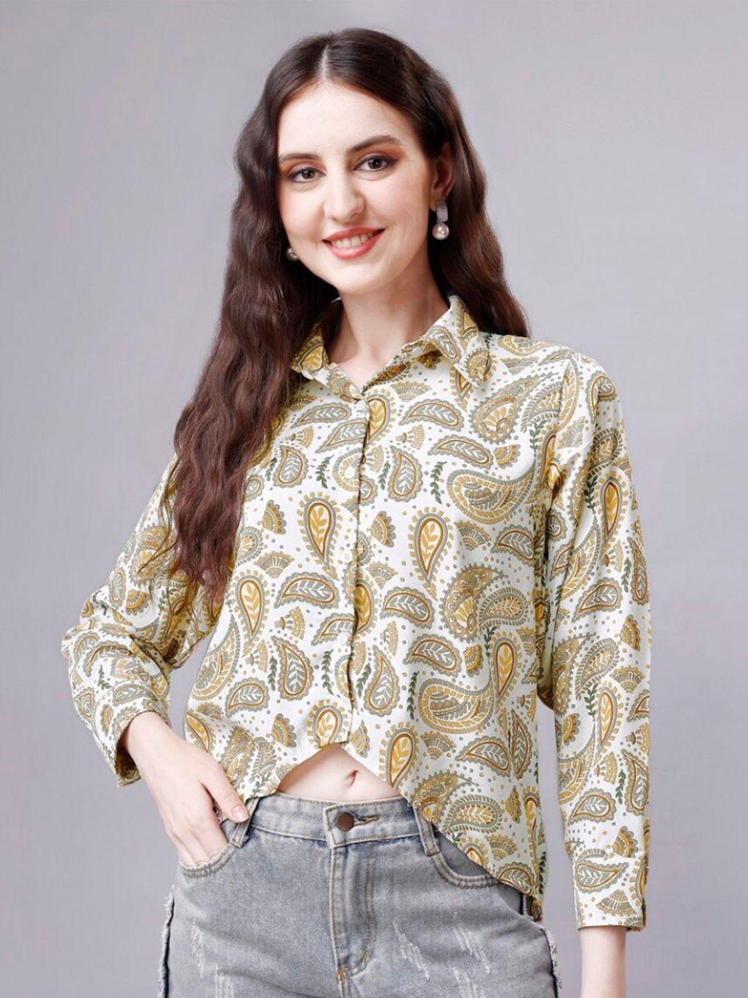 house of mira standard tailored fit ethnic motifs printed casual shirt