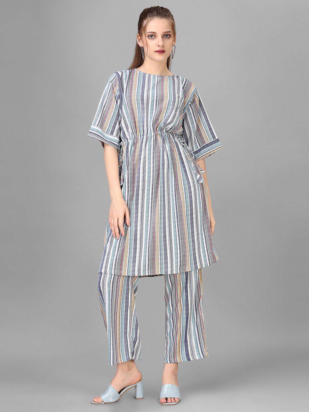 house of mira striped round neck tunic with flared trouser co-ords