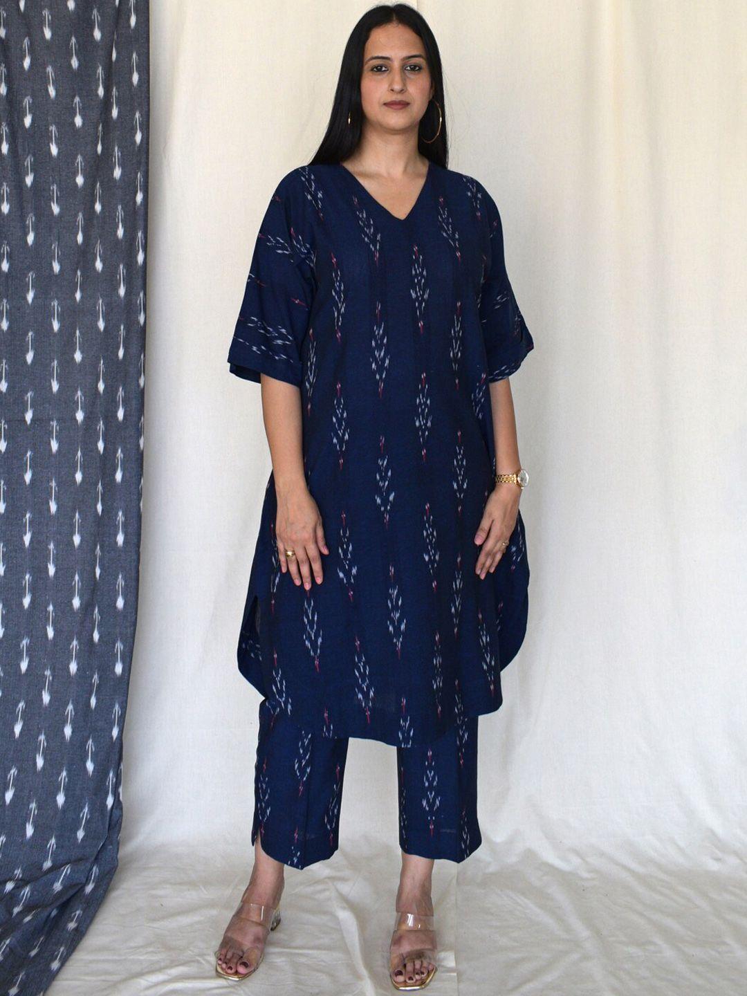 house of moxa ikat pure cotton kurta with pyjamas