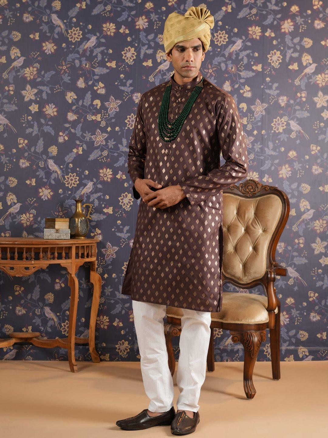 house of pataudi  ethnic motif-printed a-line kurta with trouser