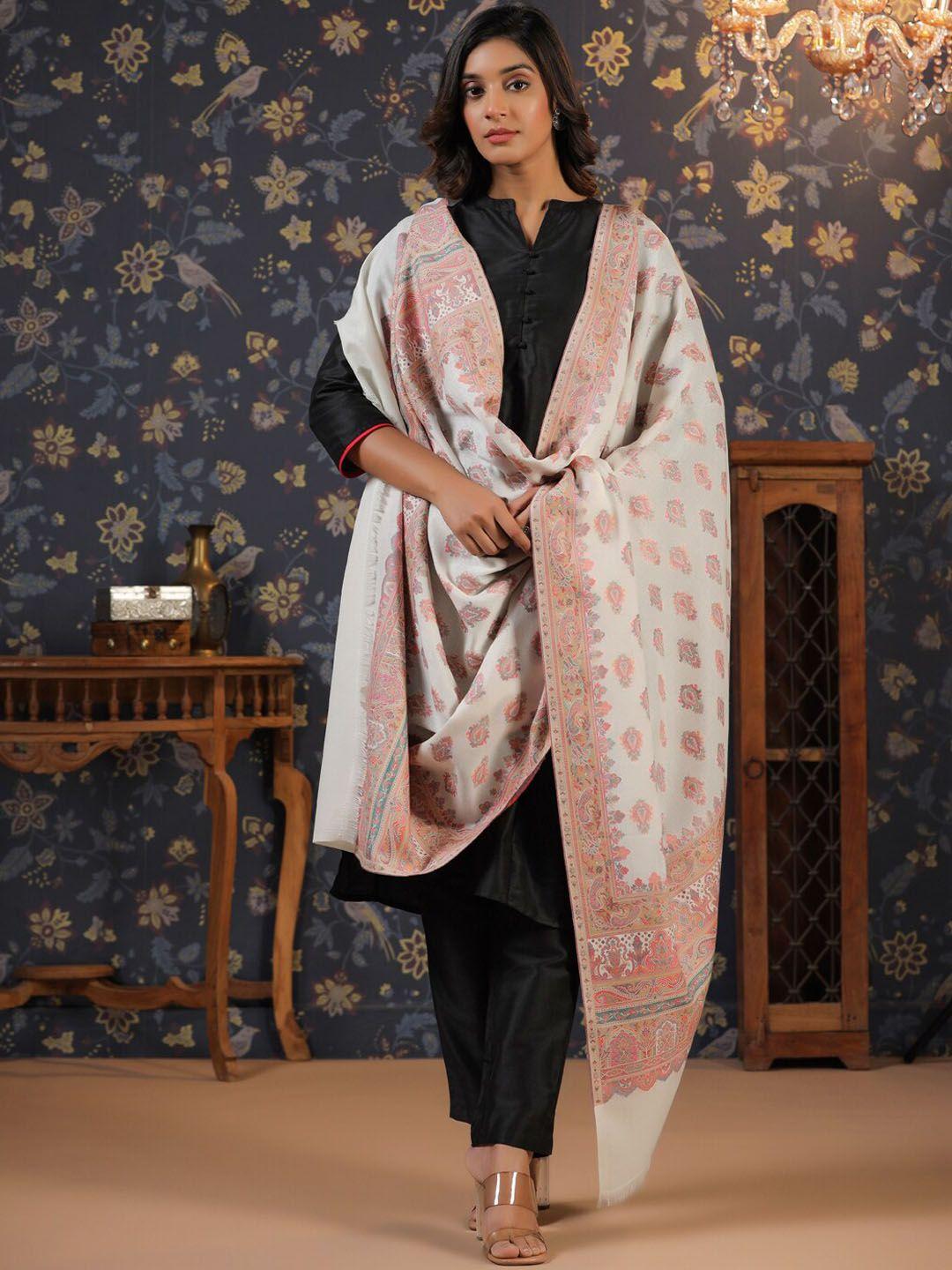 house of pataudi  women woven-design woolen  shawl