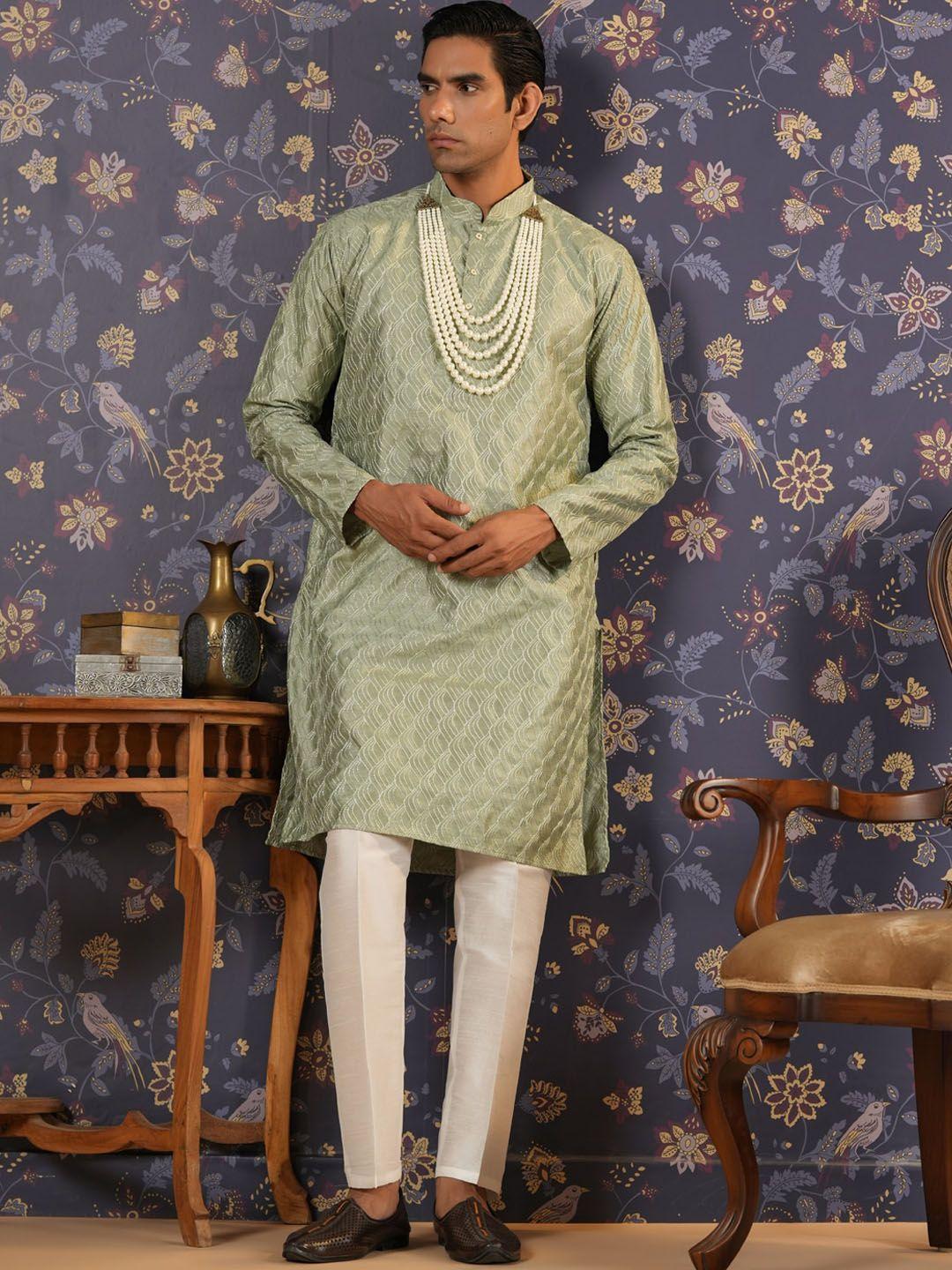 house of pataudi embellished a-line kurta with trouser