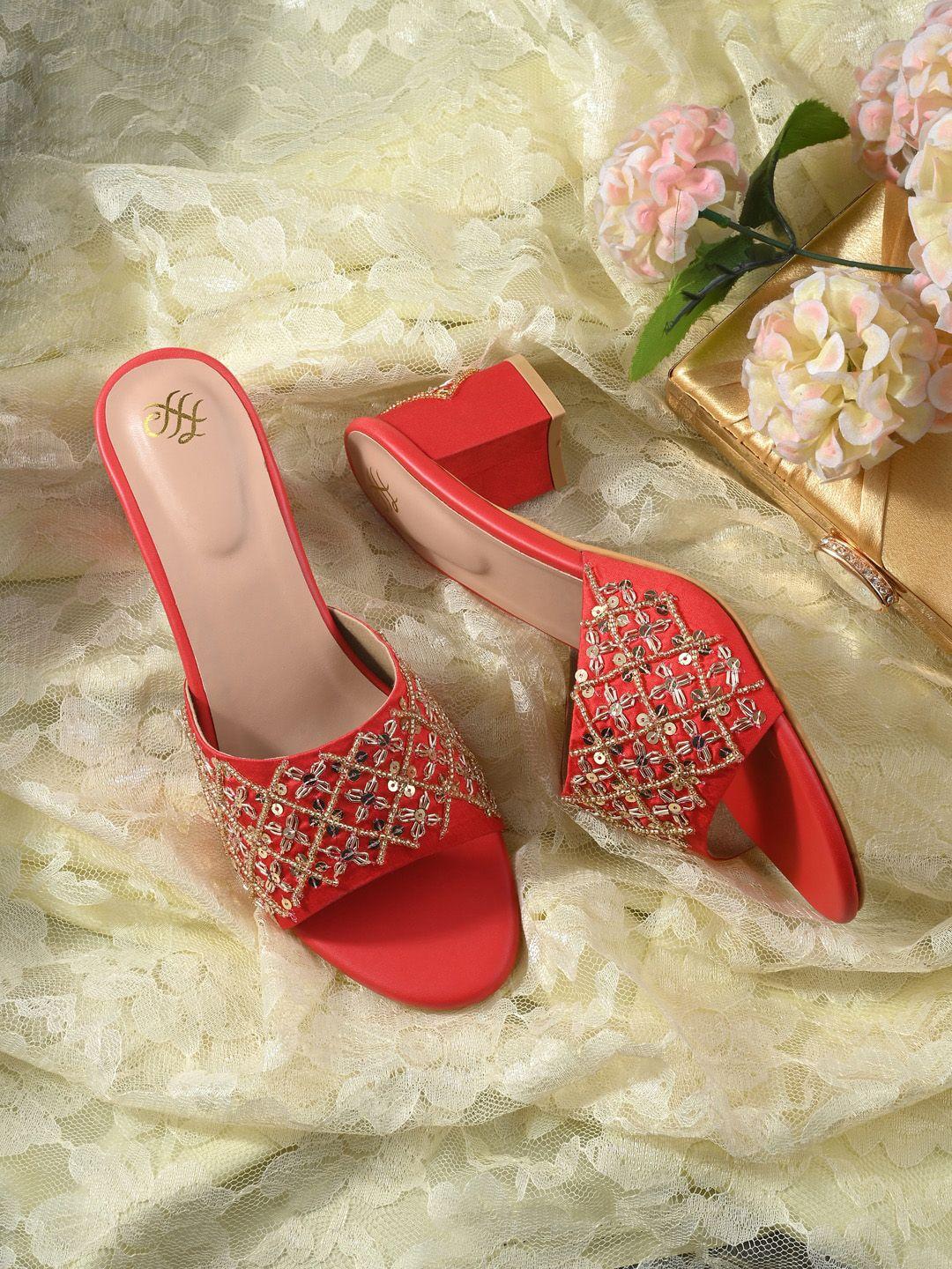 house of pataudi embellished block heels