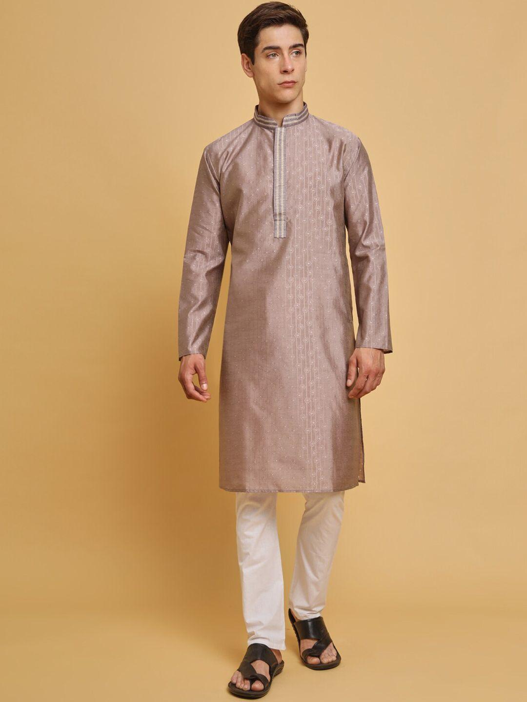 house of pataudi embellished chanderi cotton a-line kurta