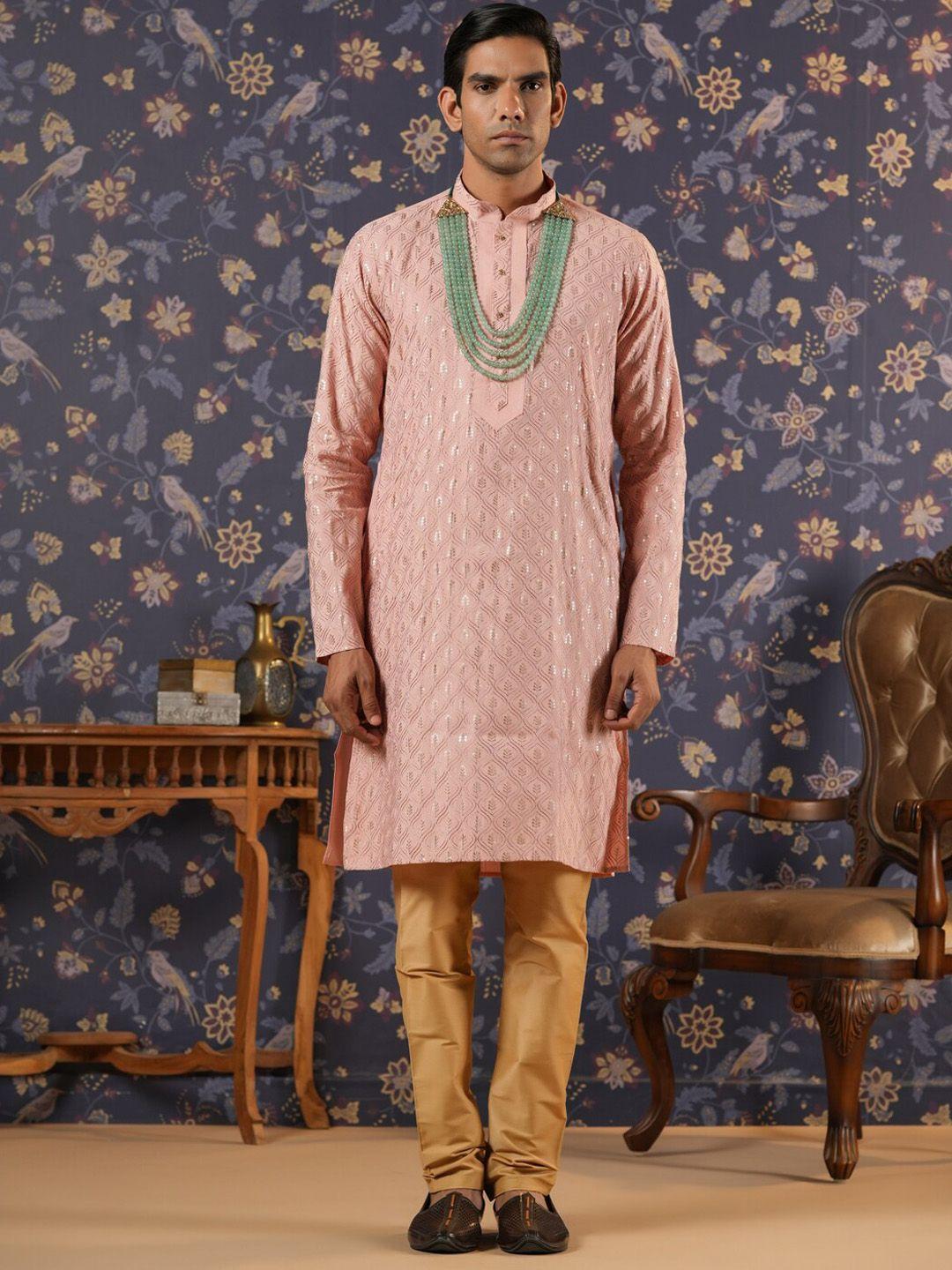 house of pataudi embroidered a-line kurta with trouser