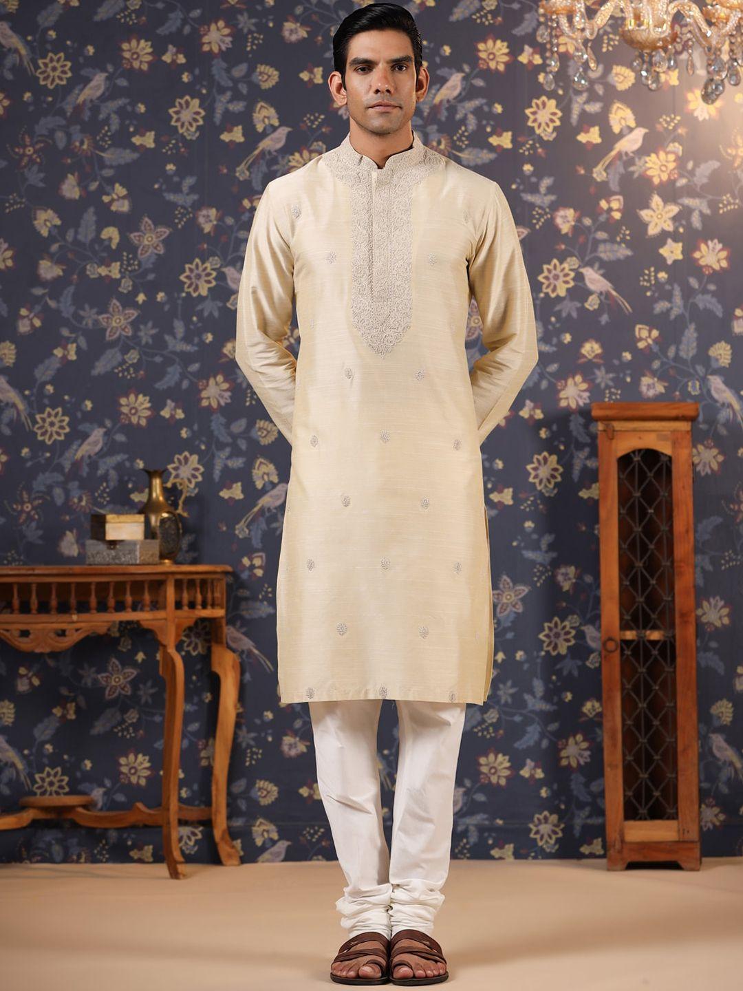 house of pataudi embroidered kurta with churidar set