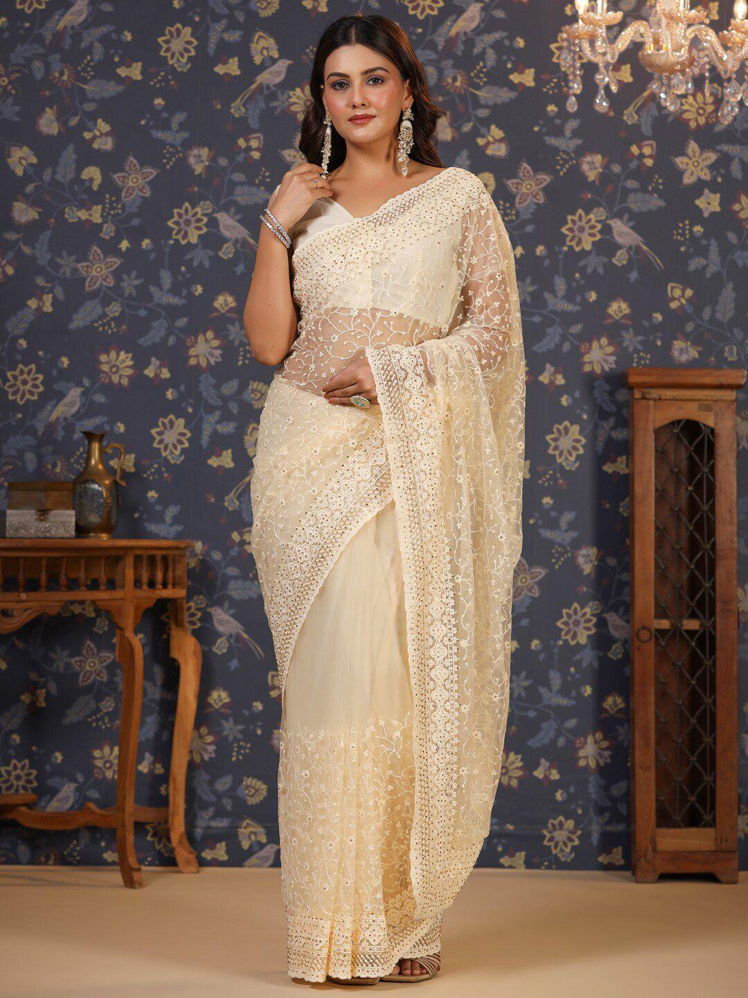 house of pataudi embroidered saree with blouse piece