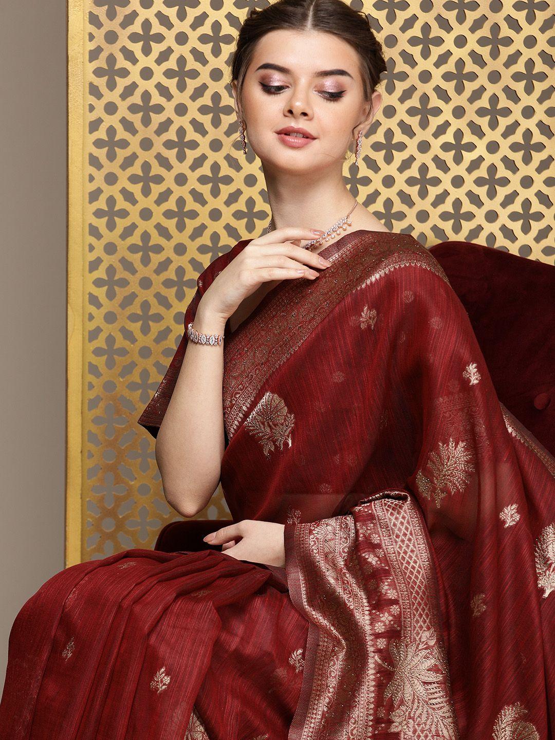 house of pataudi ethnic motifs embellished zari saree