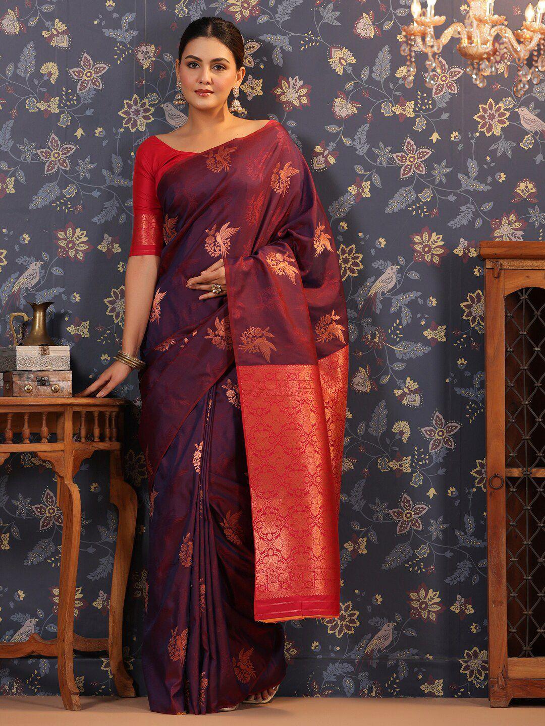 house of pataudi ethnic motifs woven-design saree