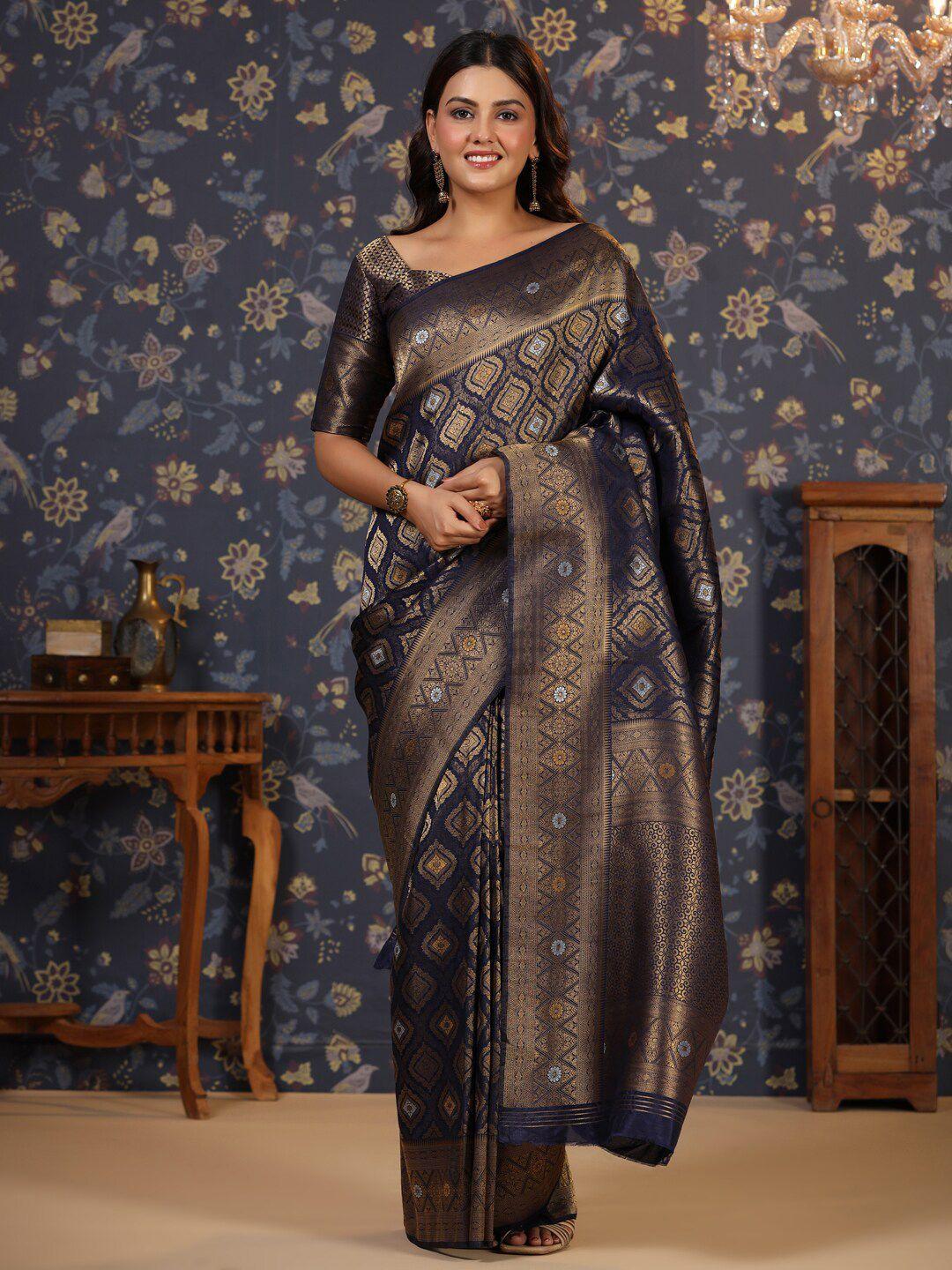 house of pataudi ethnic motifs woven design zari banarasi saree